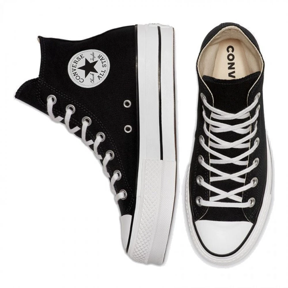 Converse Women's Chuck Taylor All Star Canvas Platform Hi In Black/White/White 3 Converse Women's Chuck Taylor All Star Canvas Platform Hi In Black/White/White - Image 3