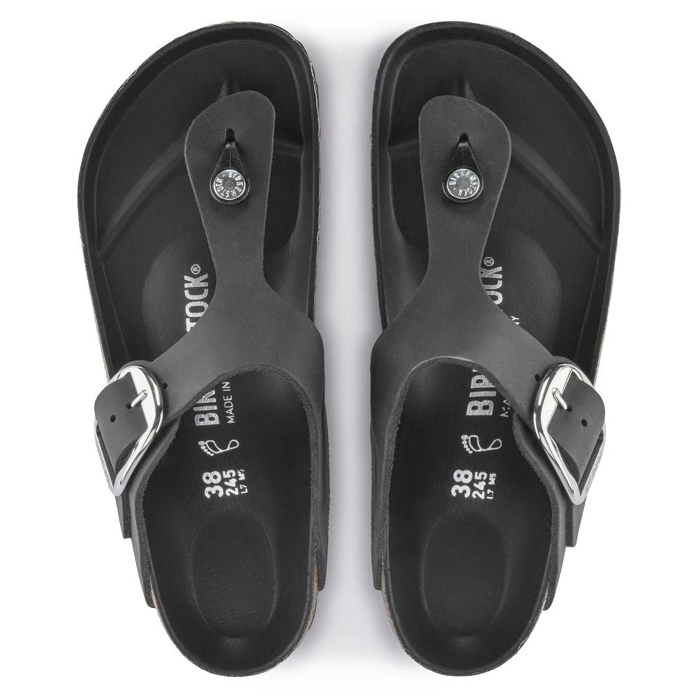 Birkenstock Women's Gizeh Big Buckle Oiled Leather In Black 3 Birkenstock Women's Gizeh Big Buckle Oiled Leather In Black - Image 3