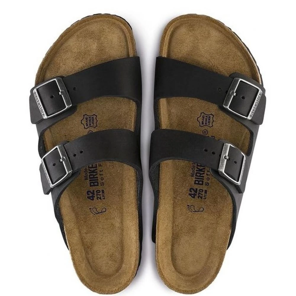 Birkenstock Arizona Softbed Oiled Leather In Black 4 Birkenstock Arizona Softbed Oiled Leather In Black - Image 4