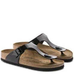 Birkenstock Gizeh Birko-Flor Patent In Black -Birkenstock Store b i birkenstock birko flor patent black 43663 3 1100x