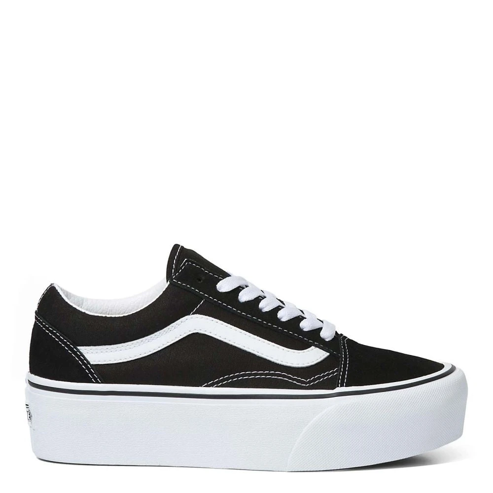 Vans Women's Old Skool Stackform In Suede/Canvas Black/True White 1 Vans Women's Old Skool Stackform In Suede/Canvas Black/True White